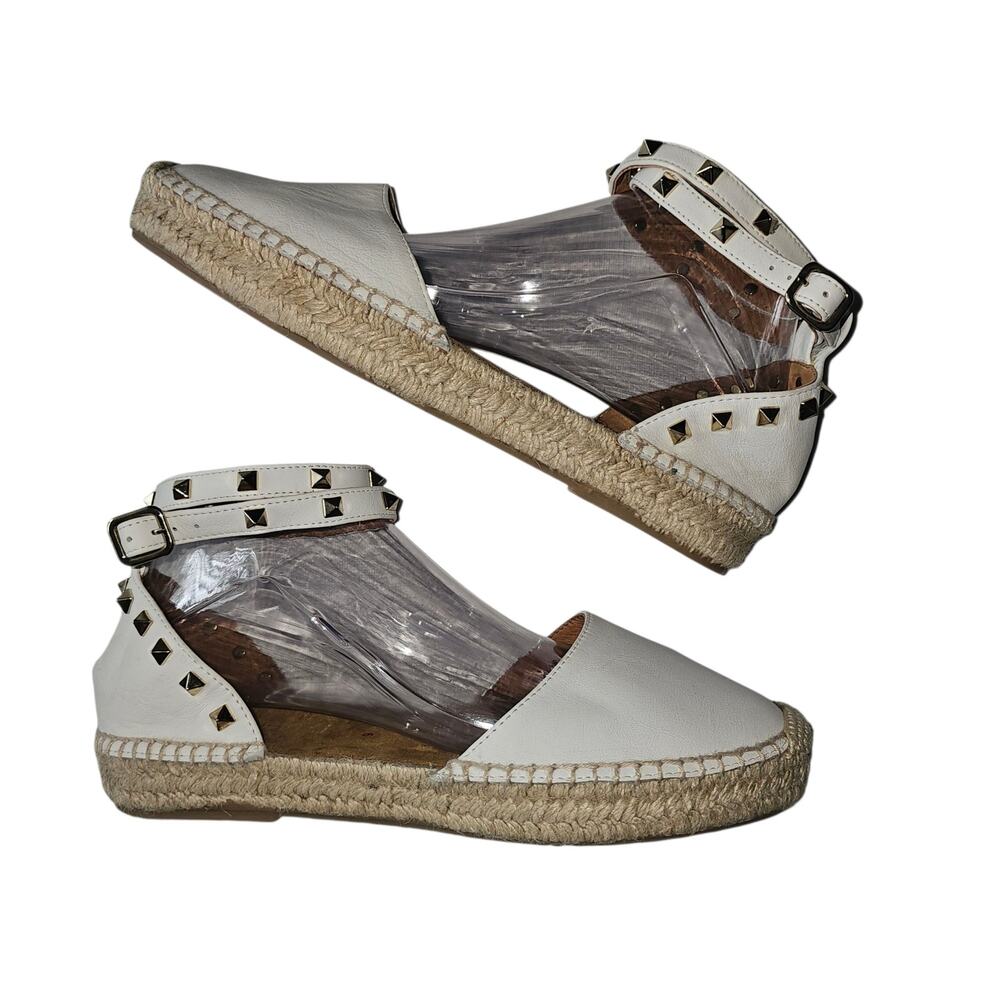 Maypol White Leather Espadrilles with Ankle Strap US 9/ EU 40
